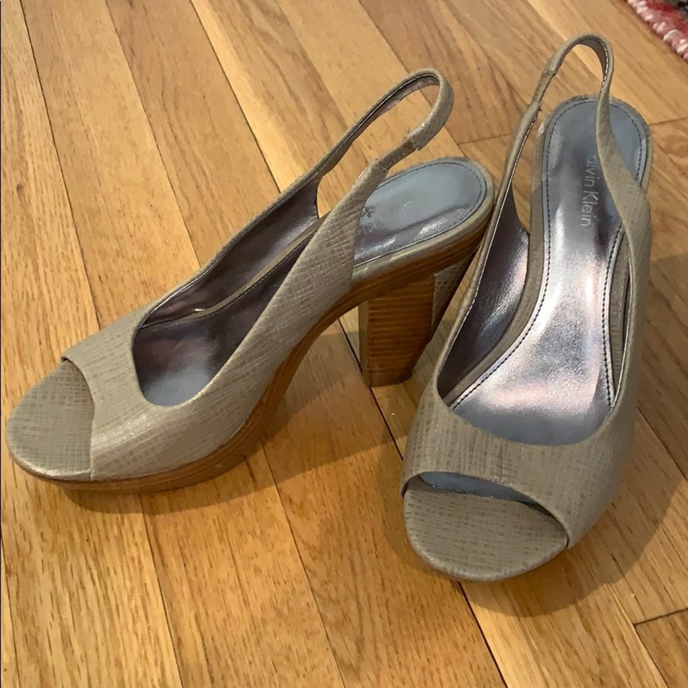 Calvin Klein block heels sling backs
